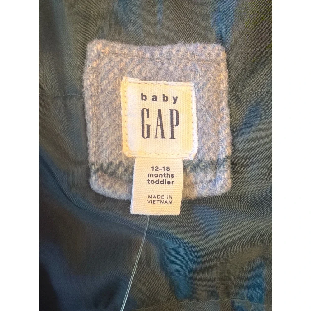 Baby Gap Plaid Wool Blend‎ Shacket Blue Cream 12-18 Months 732913-00-1